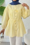 Büzgü Detaylı Bağcıklı Tunik 2366 - SARI