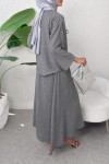 İp Bağcıklı Kimono Etek Takım 2367 - GRİ