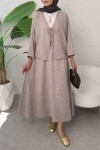İp Bağcıklı Kimono Etek Takım 2367 - SÜTLÜ KAHVE