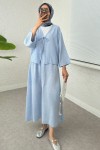 İp Bağcıklı Kimono Etek Takım 2367 - BEBE MAVİSİ