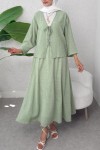 İp Bağcıklı Kimono Etek Takım 2367 - SU YEŞİLİ