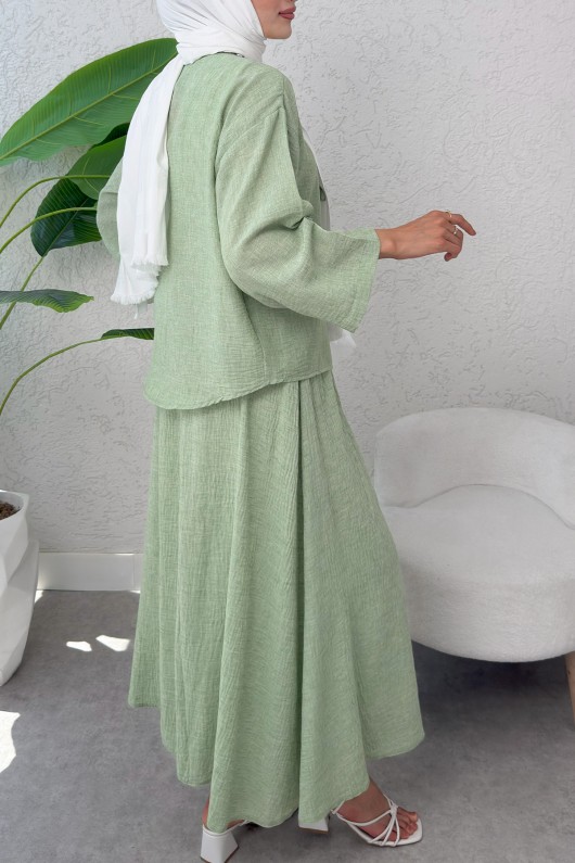 İp Bağcıklı Kimono Etek Takım 2367 - SU YEŞİLİ