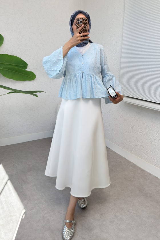 Damla Nakışlı Kimono 2368 - MAVİ Damla Nakışlı Kimono 2368 - MAVİ