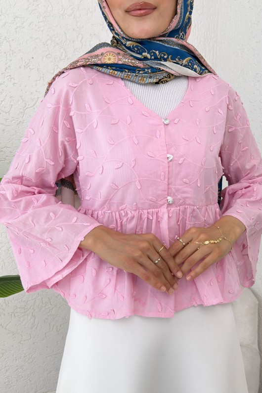 Damla Nakışlı Kimono 2368 - PEMBE Damla Nakışlı Kimono 2368 - PEMBE