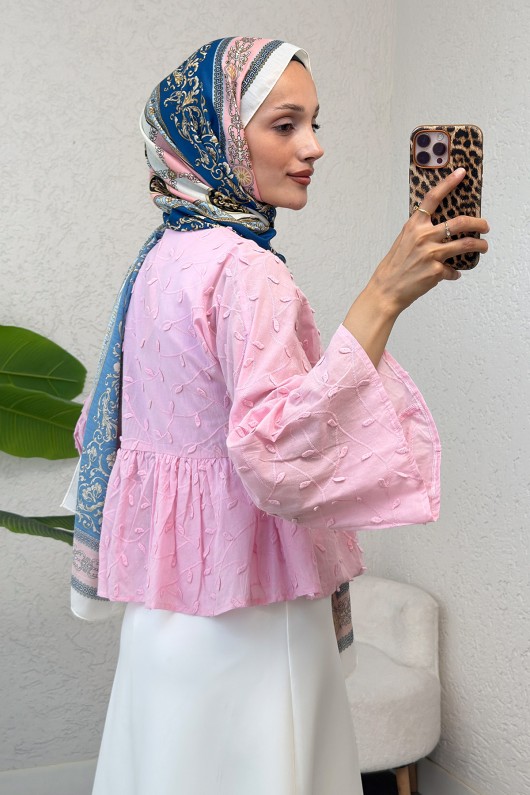 Damla Nakışlı Kimono 2368 - PEMBE Damla Nakışlı Kimono 2368 - PEMBE