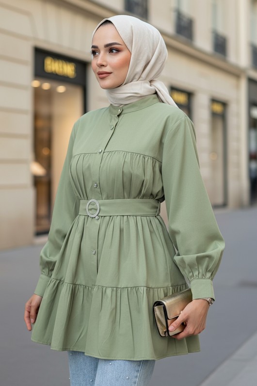 Kat Kat Keten Tunik 2369 - AÇIK HAKİ