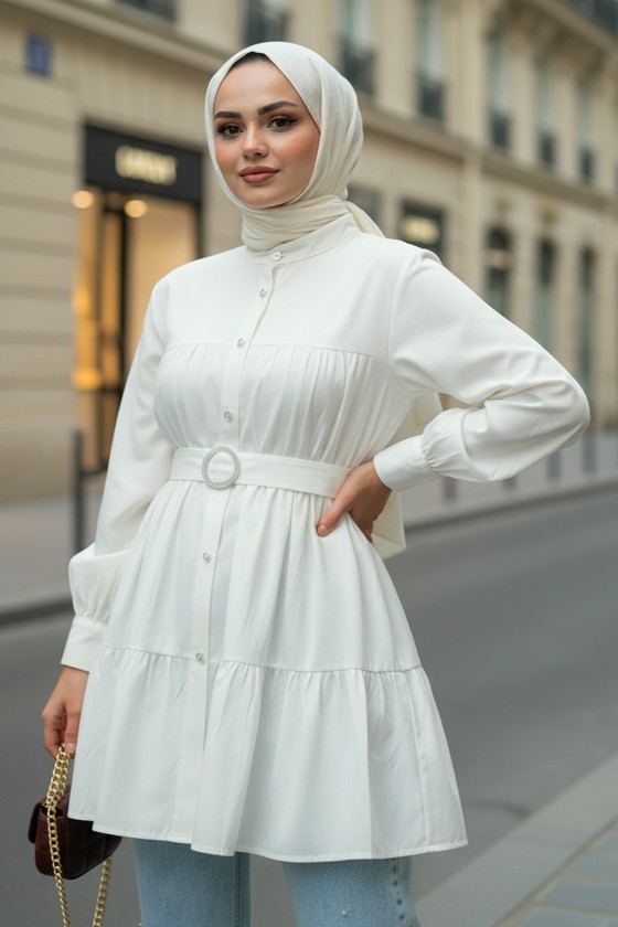 Kat Kat Keten Tunik 2369 - KREM