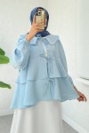 Balon Kol Bebe Yaka Tunik 2370 - BEBE MAVİSİ