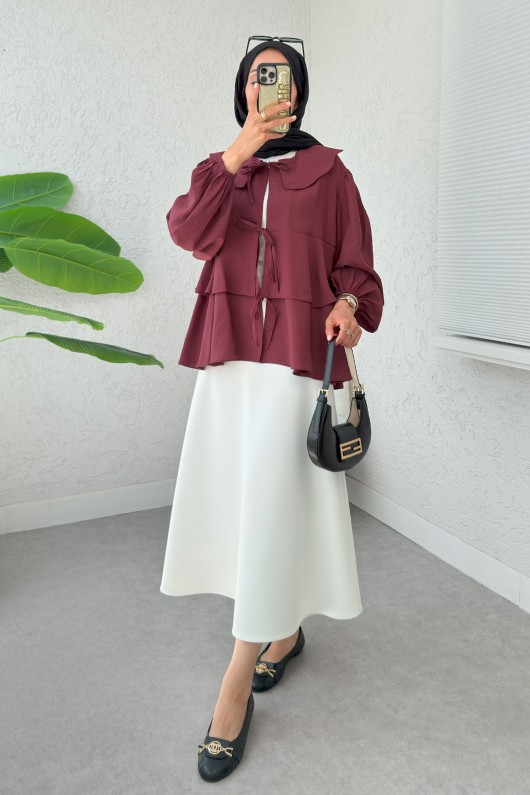 Balon Kol Bebe Yaka Tunik 2370 - BORDO