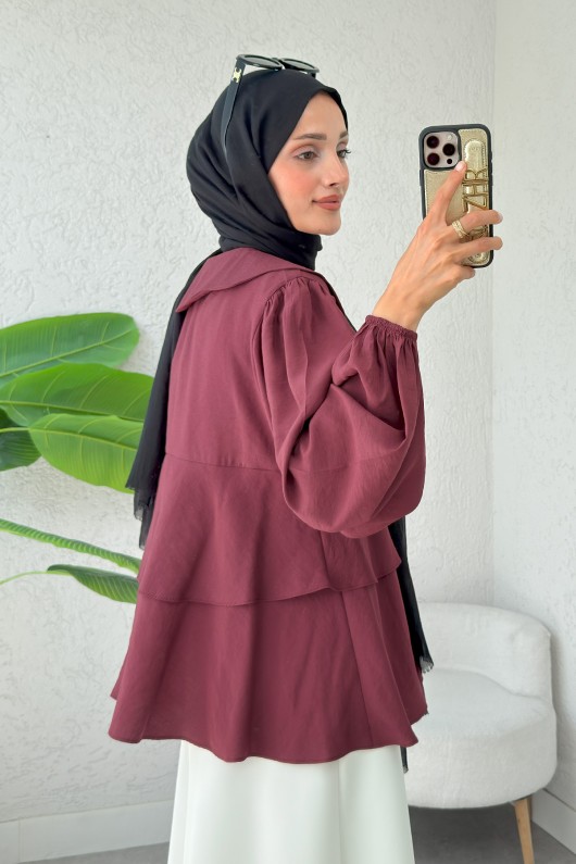Balon Kol Bebe Yaka Tunik 2370 - BORDO