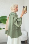 Balon Kol Bebe Yaka Tunik 2370 - HAKİ