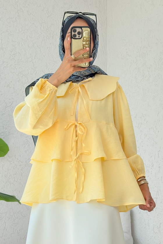 Balon Kol Bebe Yaka Tunik 2370 - SARI