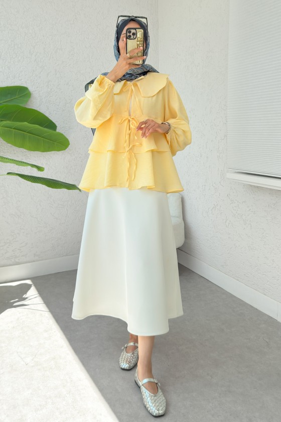 Balon Kol Bebe Yaka Tunik 2370 - SARI