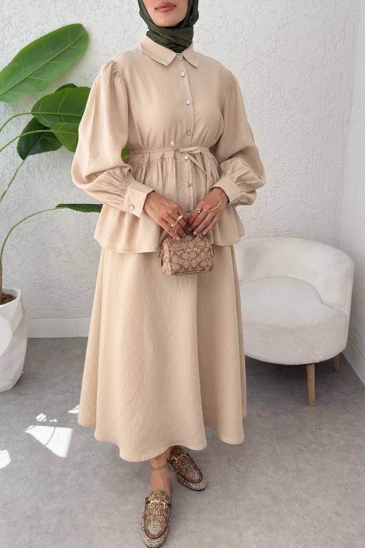 Modal Etekli Takım 2371 - BEJ Modal Etekli Takım 2371 - BEJ