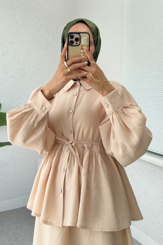 Modal Etekli Takım 2371 - BEJ Modal Etekli Takım 2371 - BEJ