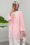 Sarmal Desen Uzun Kimono 2374 - PEMBE