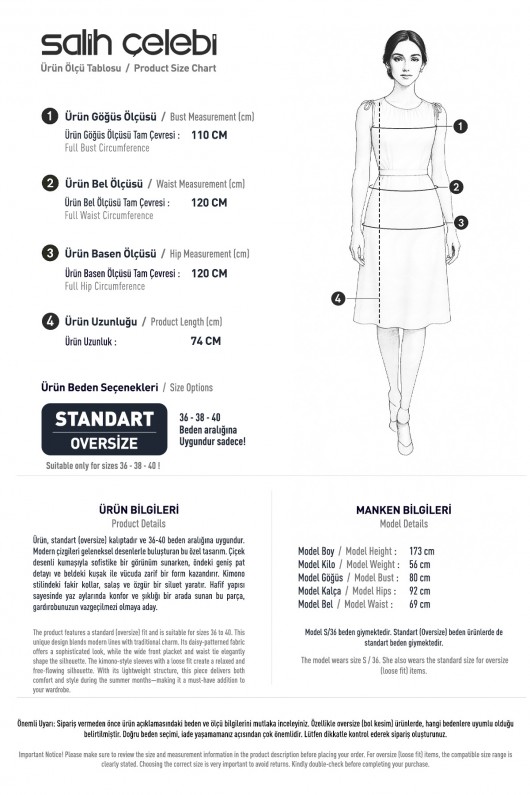 Çiçek Desen Kuşaklı Kimono 2375 - FUŞYA