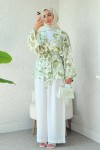 Doğa Desen Kuşaklı Kimono 2375 - HAKİ Doğa Desen Kuşaklı Kimono 2375 - HAKİ