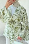 Doğa Desen Kuşaklı Kimono 2375 - HAKİ Doğa Desen Kuşaklı Kimono 2375 - HAKİ
