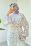 Papatya Desen Kuşaklı Kimono 2375 - PUDRA Papatya Desen Kuşaklı Kimono 2375 - PUDRA