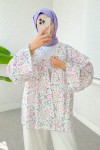 Papatya Desen Kuşaklı Kimono 2375 - PUDRA Papatya Desen Kuşaklı Kimono 2375 - PUDRA