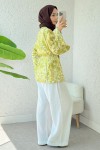 Papatya Desen Kuşaklı Kimono 2375 - YAĞ YEŞİLİ