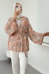 Şal Desen Kuşaklı Kimono 2375 - PUDRA