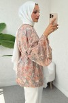 Şal Desen Kuşaklı Kimono 2375 - PUDRA