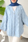 Kare Püsküllü Kimono 2376 - BEBE MAVİSİ