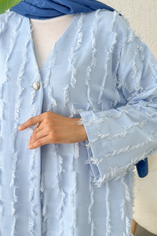 Kare Püsküllü Kimono 2376 - BEBE MAVİSİ