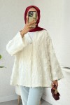 Kare Püsküllü Kimono 2376 - EKRU