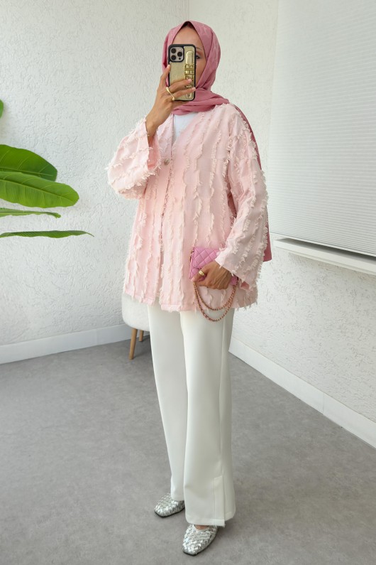 Kare Püsküllü Kimono 2376 - PUDRA