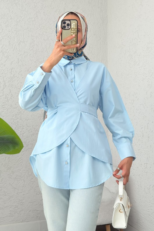 Çapraz Geçişli Tunik 2379 - BEBE MAVİSİ