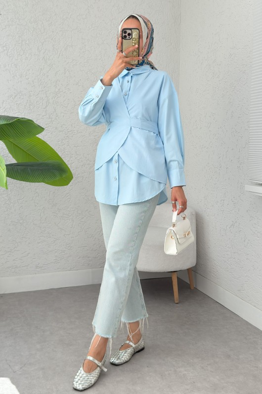 Çapraz Geçişli Tunik 2379 - BEBE MAVİSİ