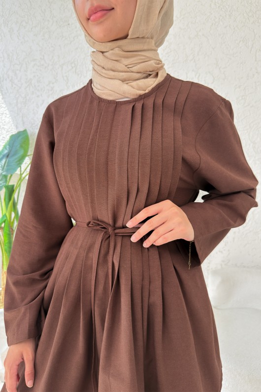 Nervür Detaylı Tunik 2380 - KAHVERENGİ