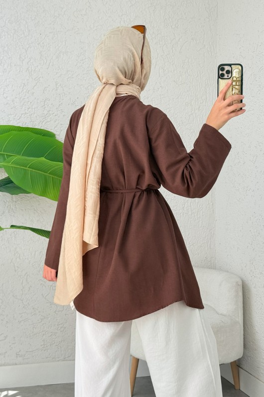 Nervür Detaylı Tunik 2380 - KAHVERENGİ