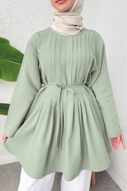 Nervür Detaylı Tunik 2380 - MİNT YEŞİLİ