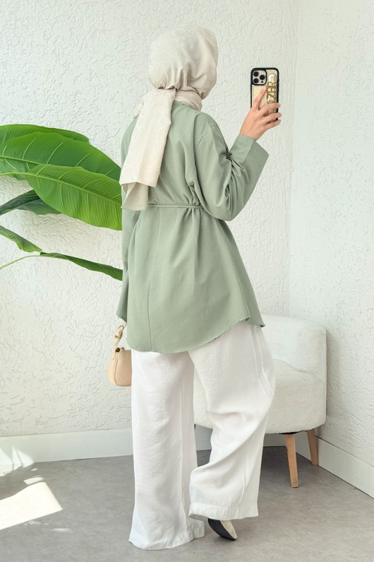 Nervür Detaylı Tunik 2380 - MİNT YEŞİLİ