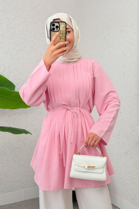 Nervür Detaylı Tunik 2380 - PEMBE Nervür Detaylı Tunik 2380 - PEMBE