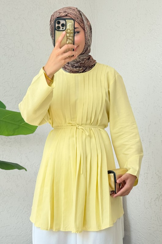 Nervür Detaylı Tunik 2380 - SARI Nervür Detaylı Tunik 2380 - SARI