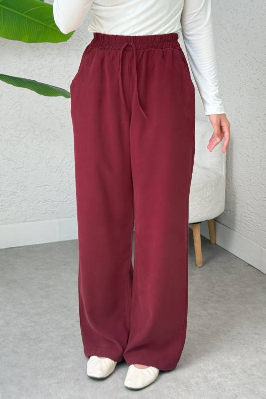 Bel Lastikli Salaş Pantolon 2382 - BORDO