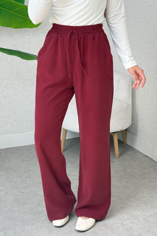 Bel Lastikli Salaş Pantolon 2382 - BORDO