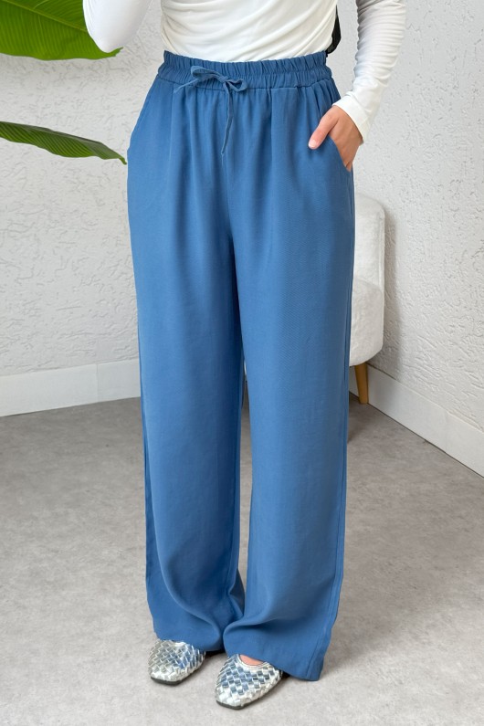 Bel Lastikli Salaş Pantolon 2382 - İNDİGO