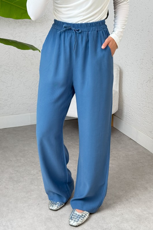 Bel Lastikli Salaş Pantolon 2382 - İNDİGO