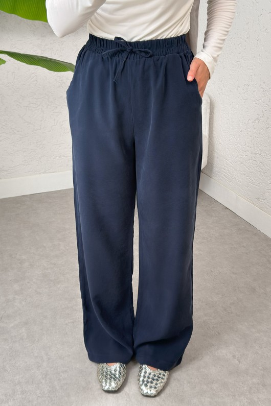 Bel Lastikli Salaş Pantolon 2382 - LACİVERT