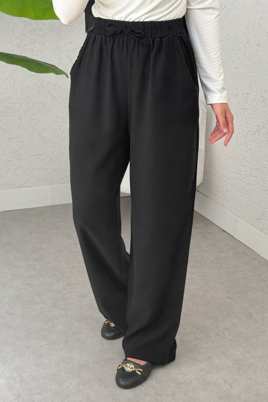 Bel Lastikli Salaş Pantolon 2382 - SİYAH