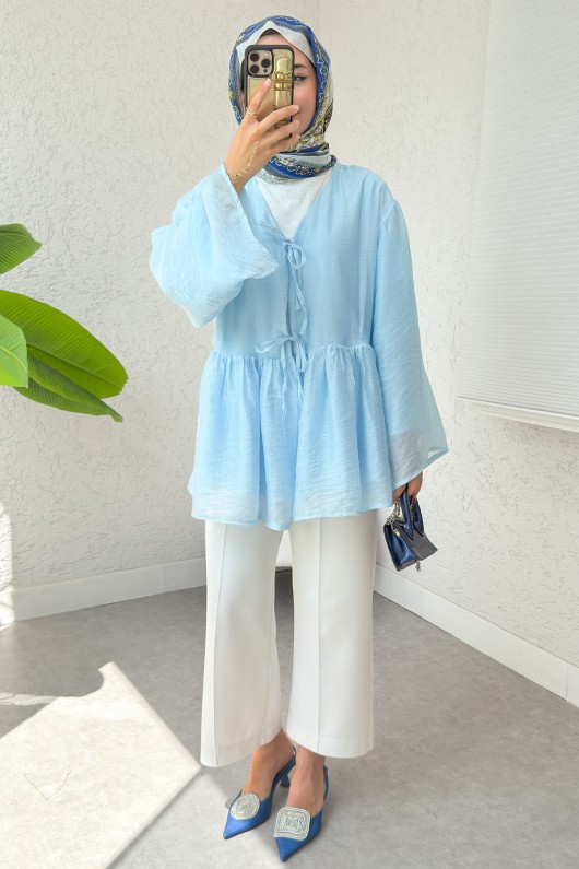 İp Bağcıklı Modal Kimono 2389 - BEBE MAVİSİ İp Bağcıklı Modal Kimono 2389 - BEBE MAVİSİ