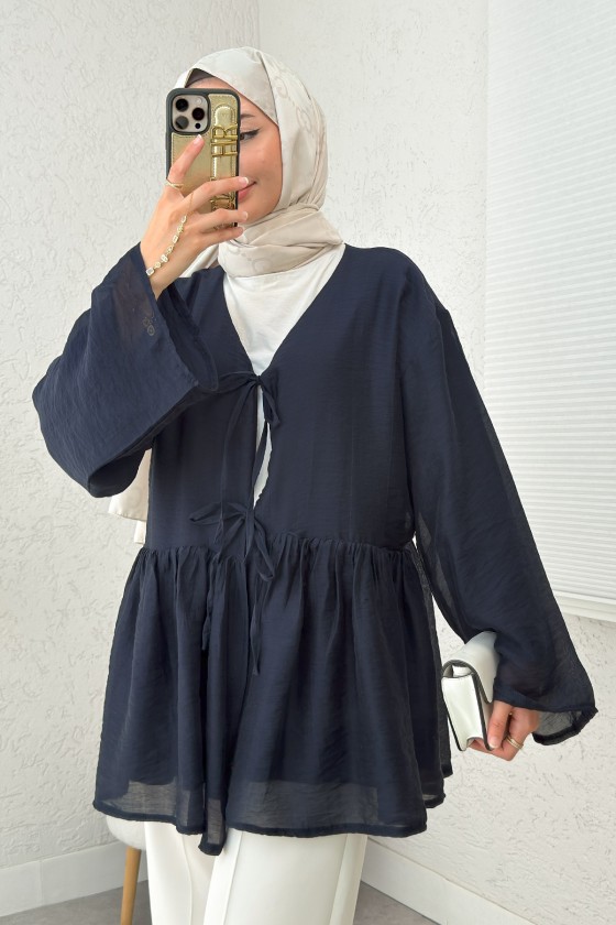 İp Bağcıklı Modal Kimono 2389 - LACİVERT