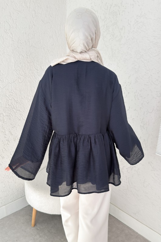 İp Bağcıklı Modal Kimono 2389 - LACİVERT İp Bağcıklı Modal Kimono 2389 - LACİVERT