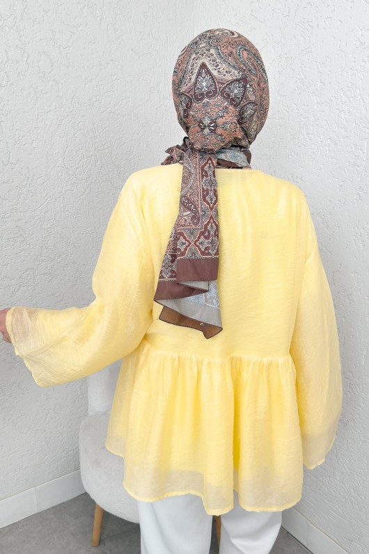 İp Bağcıklı Modal Kimono 2389 - SARI İp Bağcıklı Modal Kimono 2389 - SARI
